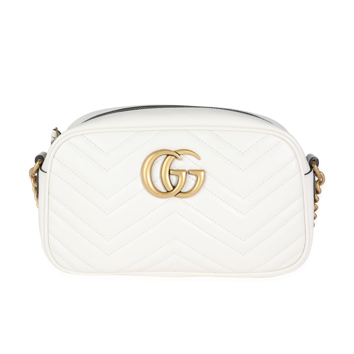 Gucci GG Marmont Shoulder Bag Matelasse Medium White in Calfskin Leather  with Antique Gold - US
