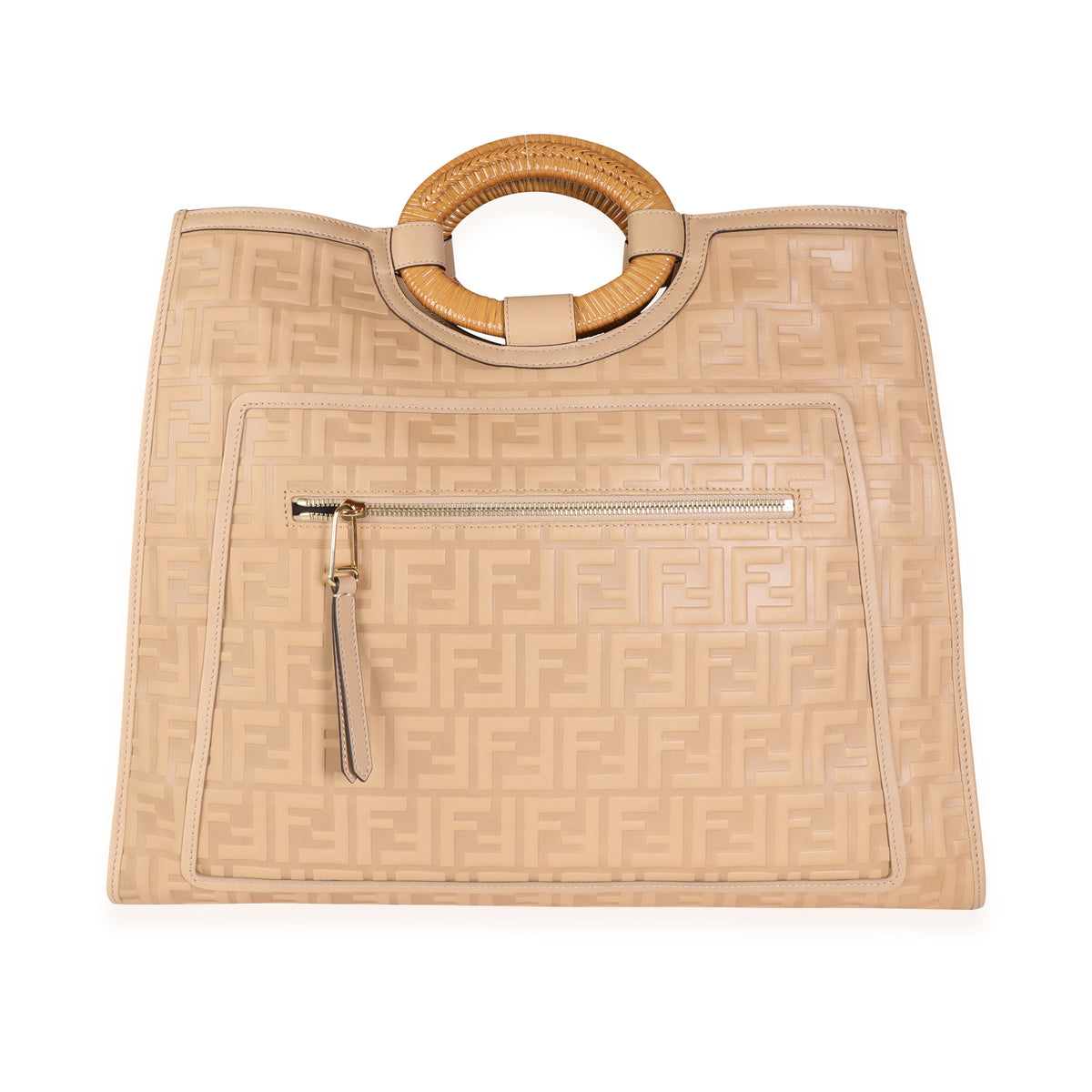 Fendi Natural Embossed Zucca Large Runaway Shopper Tote myGemma