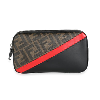 Fendi FF Logo Coated Canvas, Red, & Black Calfskin Micro Camera Bag