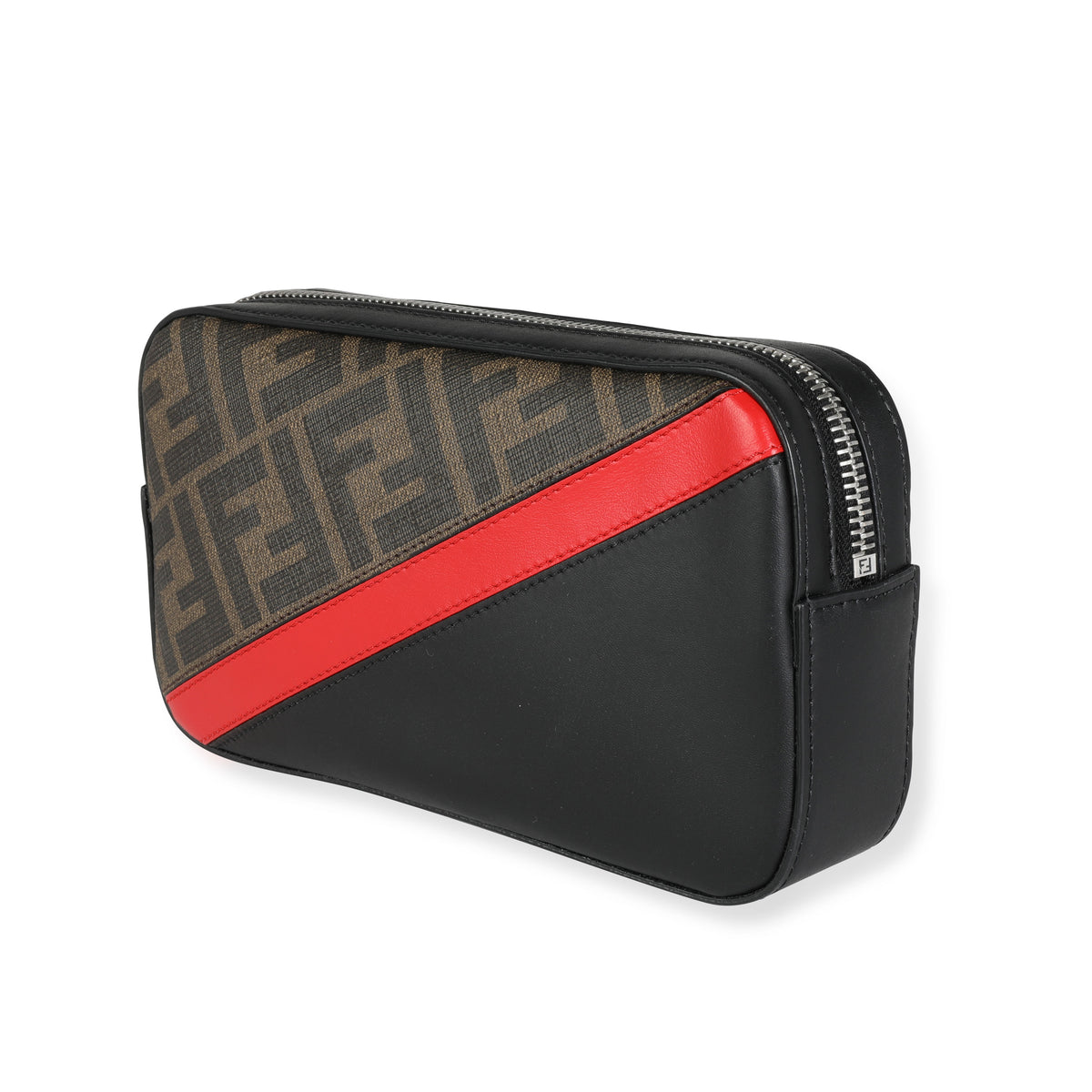 Fendi FF Logo Coated Canvas, Red, & Black Calfskin Micro Camera Bag