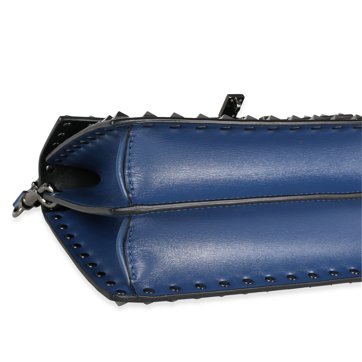 Valentino Blue Leather Rockstud Top Handle Crossbody Bag