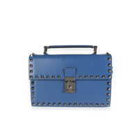 Valentino Blue Leather Rockstud Top Handle Crossbody Bag