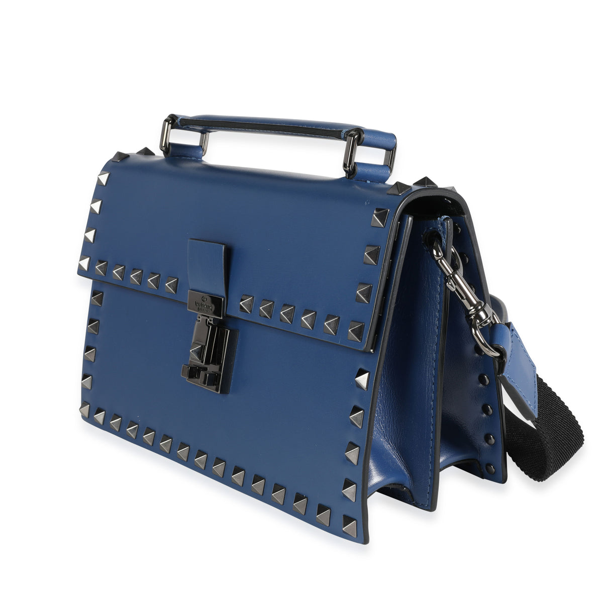 Valentino Blue Leather Rockstud Top Handle Crossbody Bag