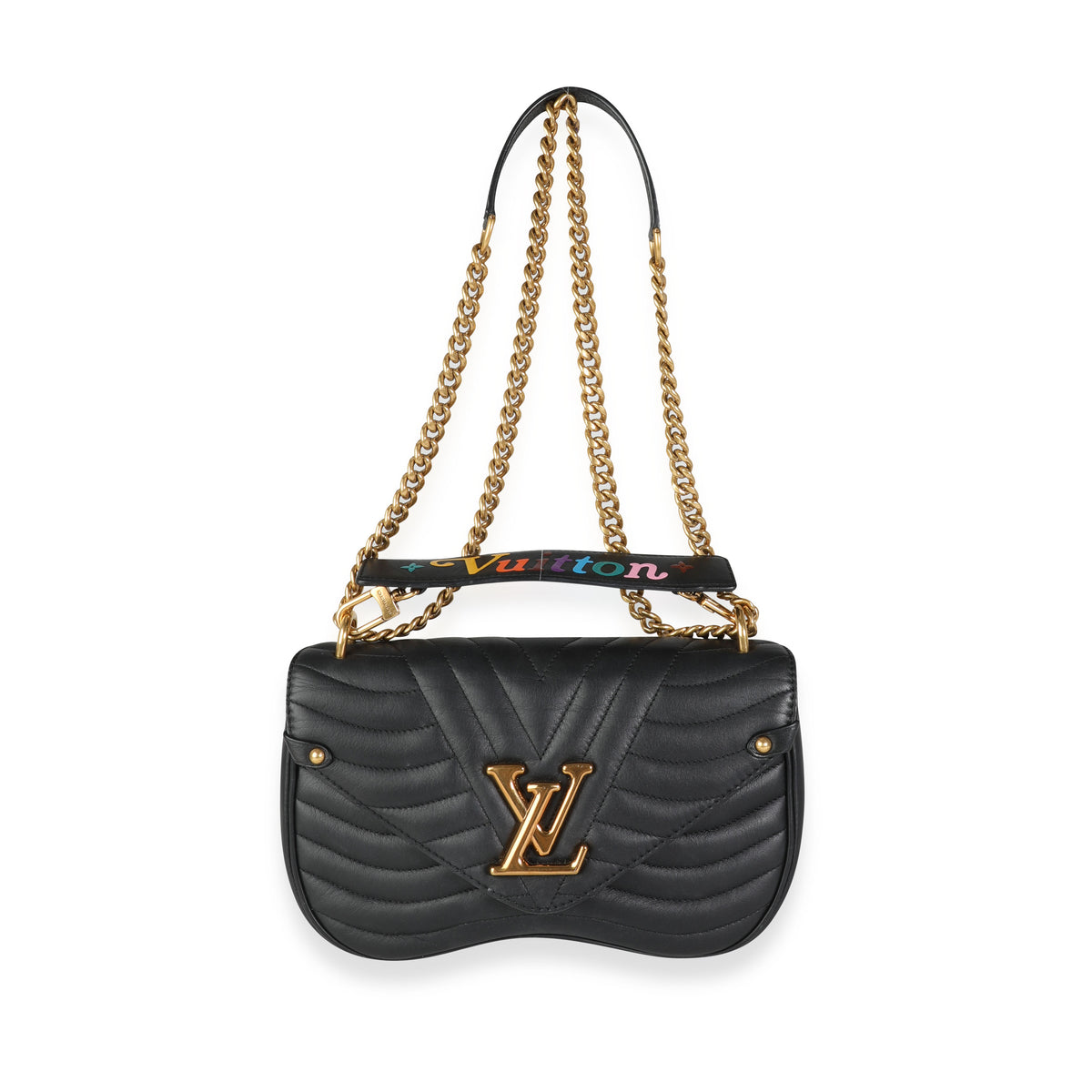 Louis Vuitton Black Quilted Leather New Wave Chain MM Bag