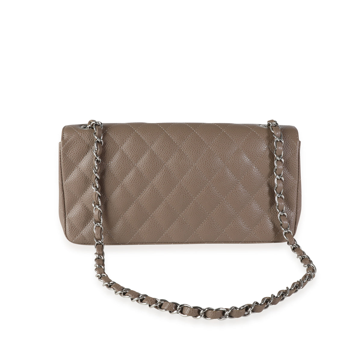 Chanel Taupe Caviar Quilted East West Single Flap Bag