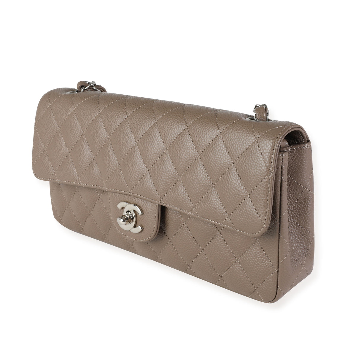 East West Caviar Classic Chanel Flap Bag Chanel Taupe Caviar
