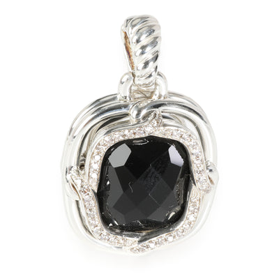 David Yurman Labyrinth Onyx Diamond Enhancer Pendant in Sterling Silver 0.41 CTW