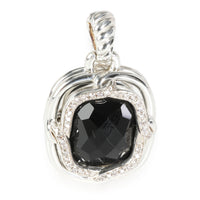 David Yurman Labyrinth Onyx Diamond Enhancer Pendant in Sterling Silver 0.41 CTW