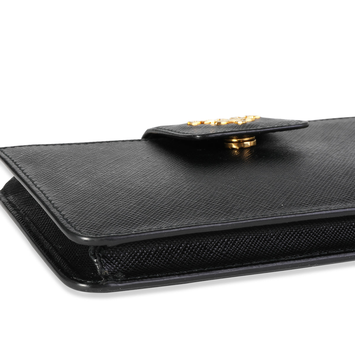 Prada Black Saffiano Leather Mini Chain Wallet, myGemma