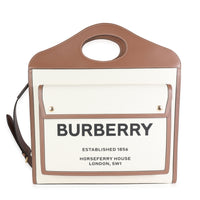 Burberry Natural Canvas & Malt Brown Leather Medium Two-Tone Pocket Bag