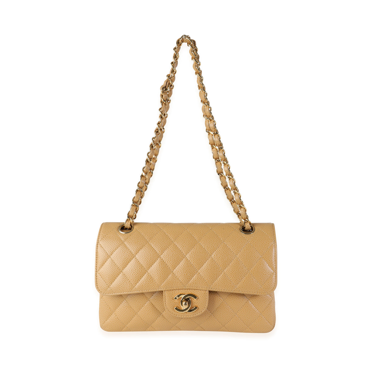 Chanel Beige Caviar Quilted Small Classic Double Flap Bag, myGemma
