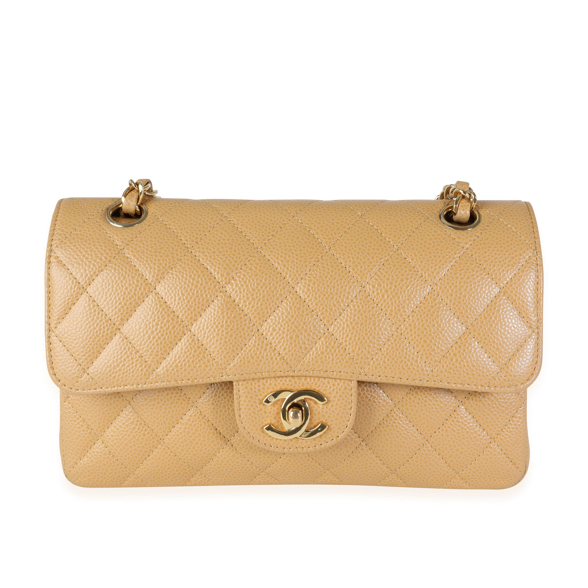 Chanel Beige Caviar Quilted Small Classic Double Flap Bag