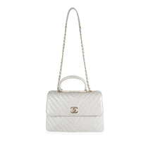 Chanel Gray Chevron Quilted Lambskin Trendy CC Top Handle Flap Bag