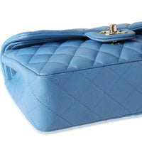 Chanel Blue Quilted Caviar Small Classic Double Flap Bag