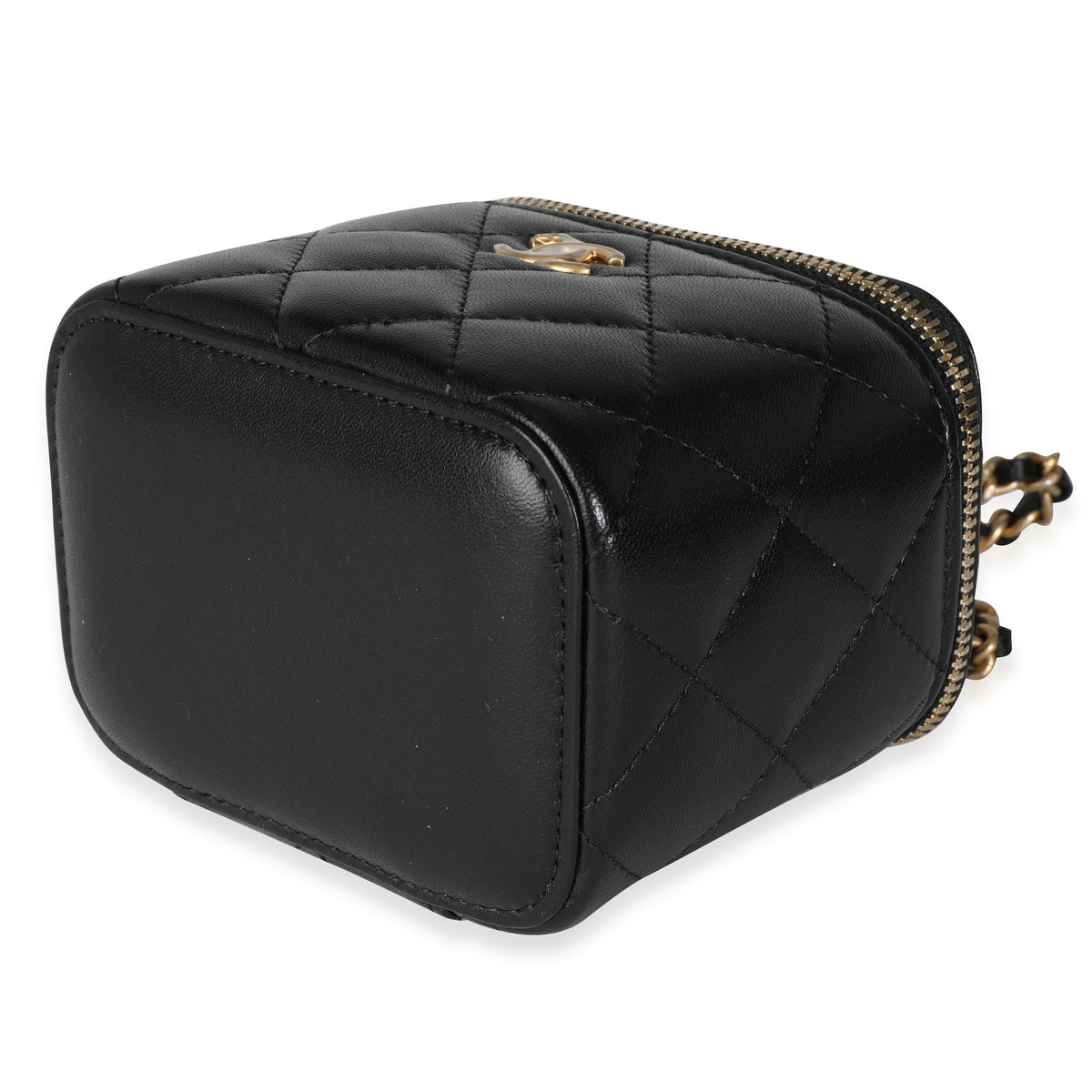 Chanel Gold Quilted Metal & Black Lambskin Mini Vanity Bag, myGemma, QA