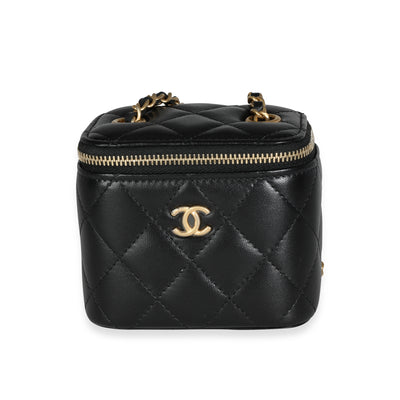 Chanel Black Quilted Lambskin Pearl Crush Small Box Bag