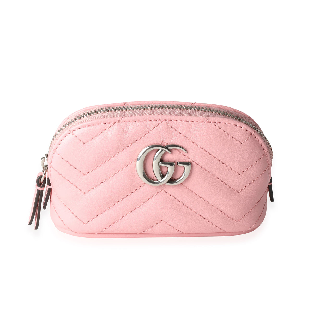 GG Marmont leather key case in Beige Pink GG Canvas Leather