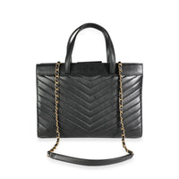 Chanel Black Lambskin Chevron Quilted Shopping Bag