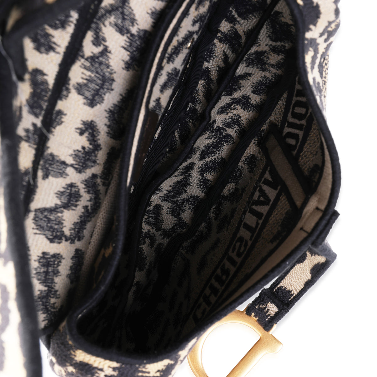 Dior Beige Multicolor Mizza Embroidery Saddle Bag