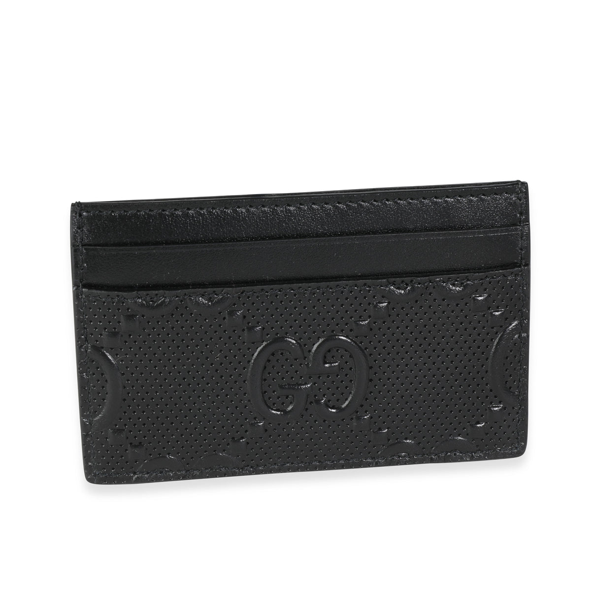 Gucci Black GG Embossed & Perforated Leather Card Case