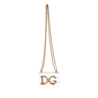 Dolce & Gabbana White Leather DG Girl Micro Chain Bag