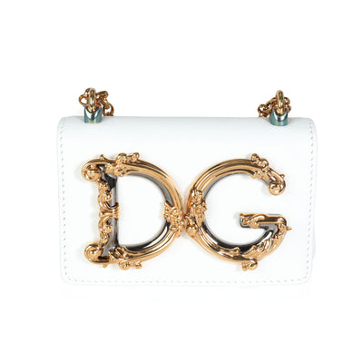 Dolce & Gabbana White Leather DG Girl Micro Chain Bag