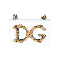 Dolce & Gabbana White Leather DG Girl Micro Chain Bag