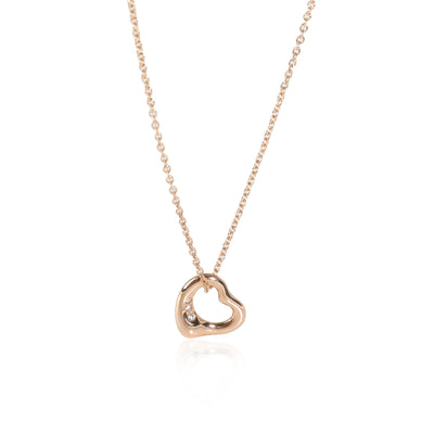 Tiffany & Co. Elsa Peretti Diamond Open Heart Pendant in 18k Rose Gold 0.01 CTW