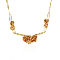 Vintage   Arnould Rose Necklace on Paper Clip Chain in 18K Yellow Gold