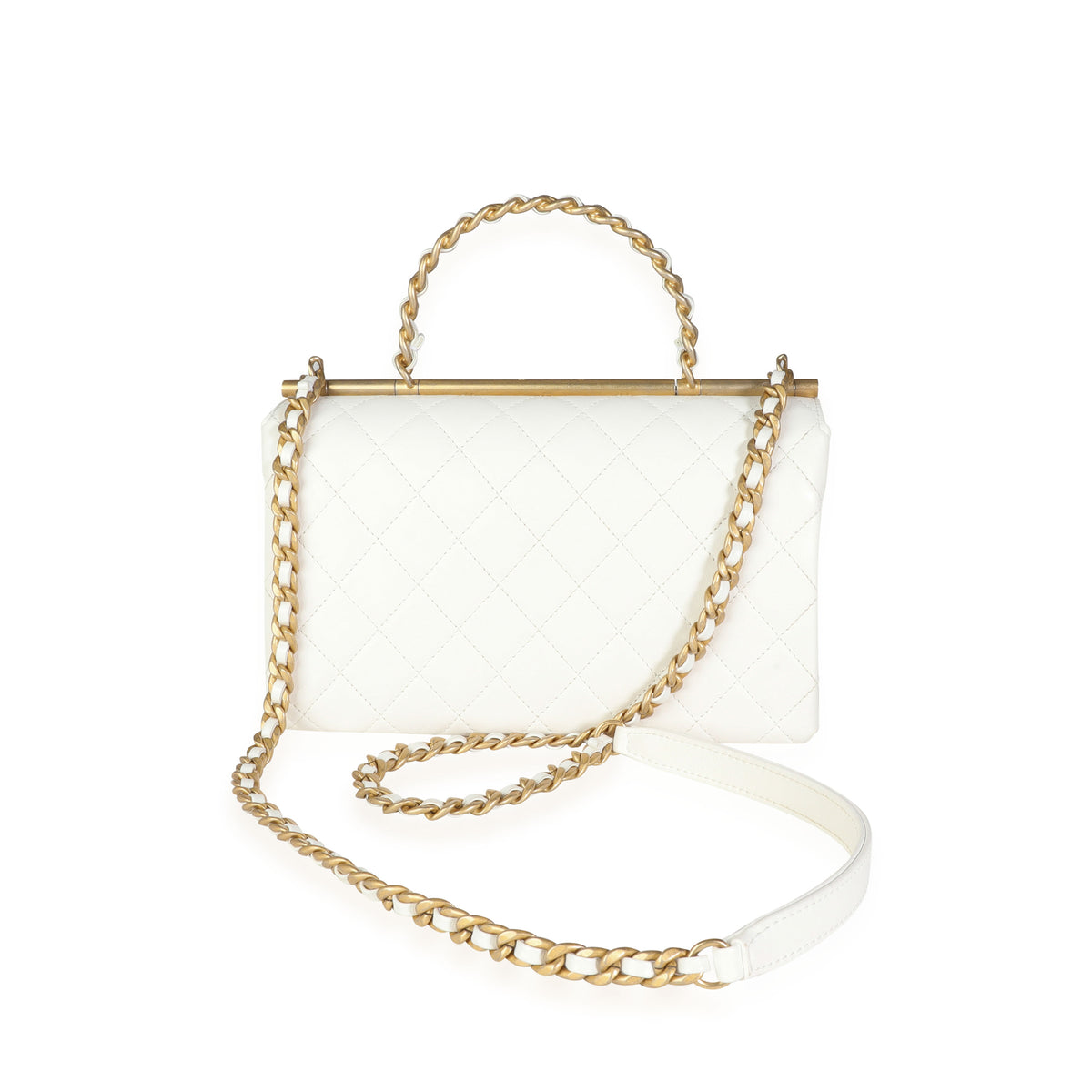 Chanel White Quilted Calfskin Chain Top Handle Flap Bag, myGemma, SG