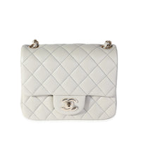 Chanel Light Grey Quilted Lambskin Mini Square Classic Flap Bag