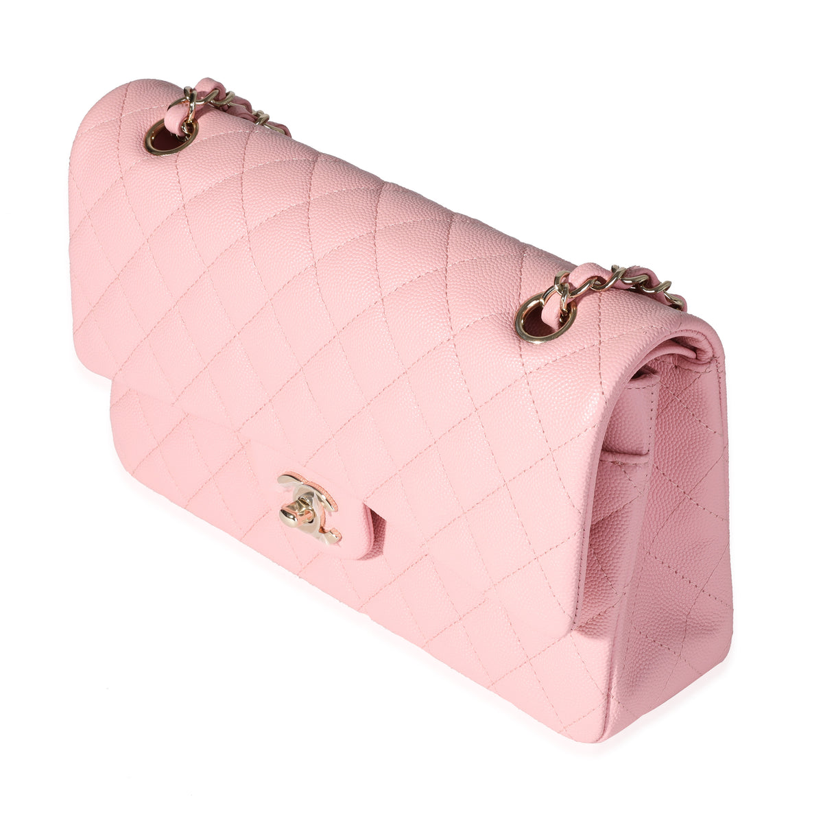 Chanel Pink Quilted Caviar Classic Medium Double Flap