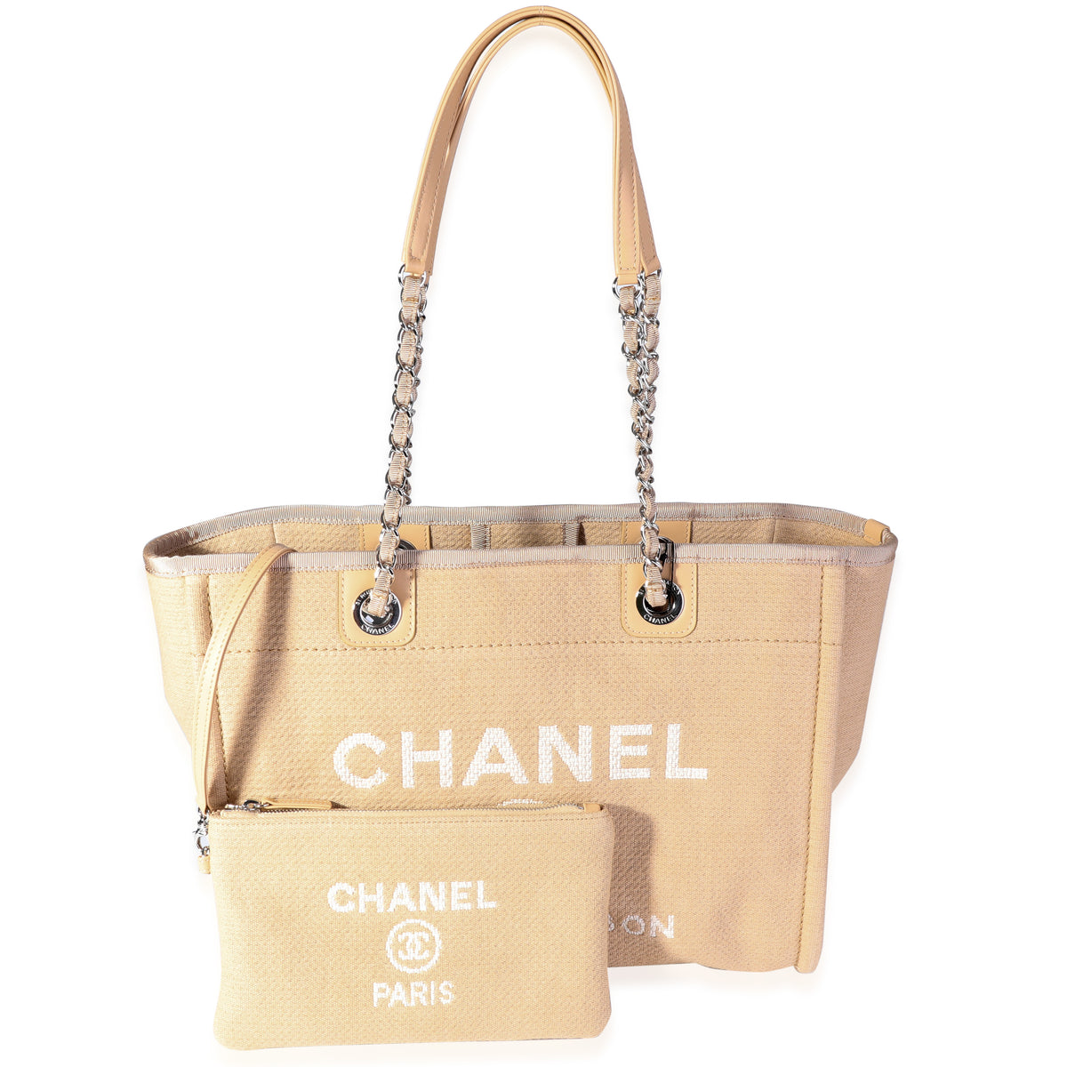 CHANEL Deauville Mini Chian Tote Bag Beige/Black-US