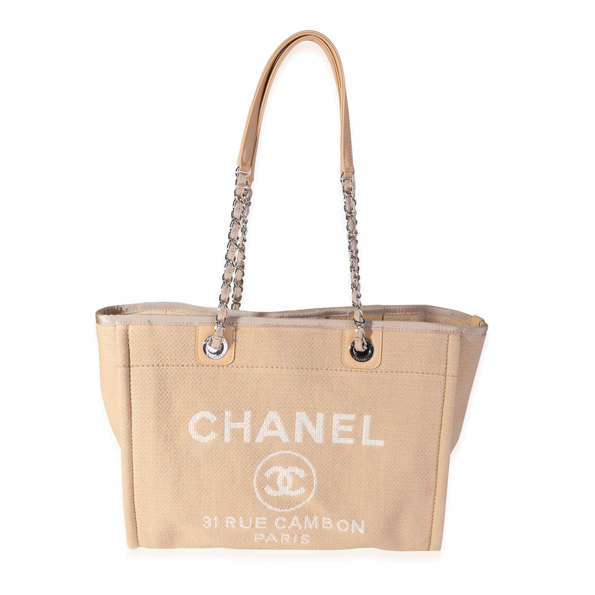 Chanel Mixed Fibers Small Deauville Tote Beige