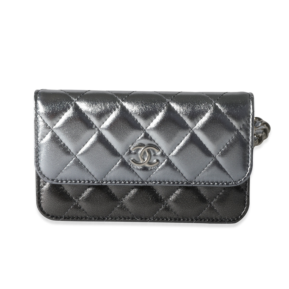 Chanel Dark Red Diamond Quilted Lambskin Leather Trendy WOC Clutch