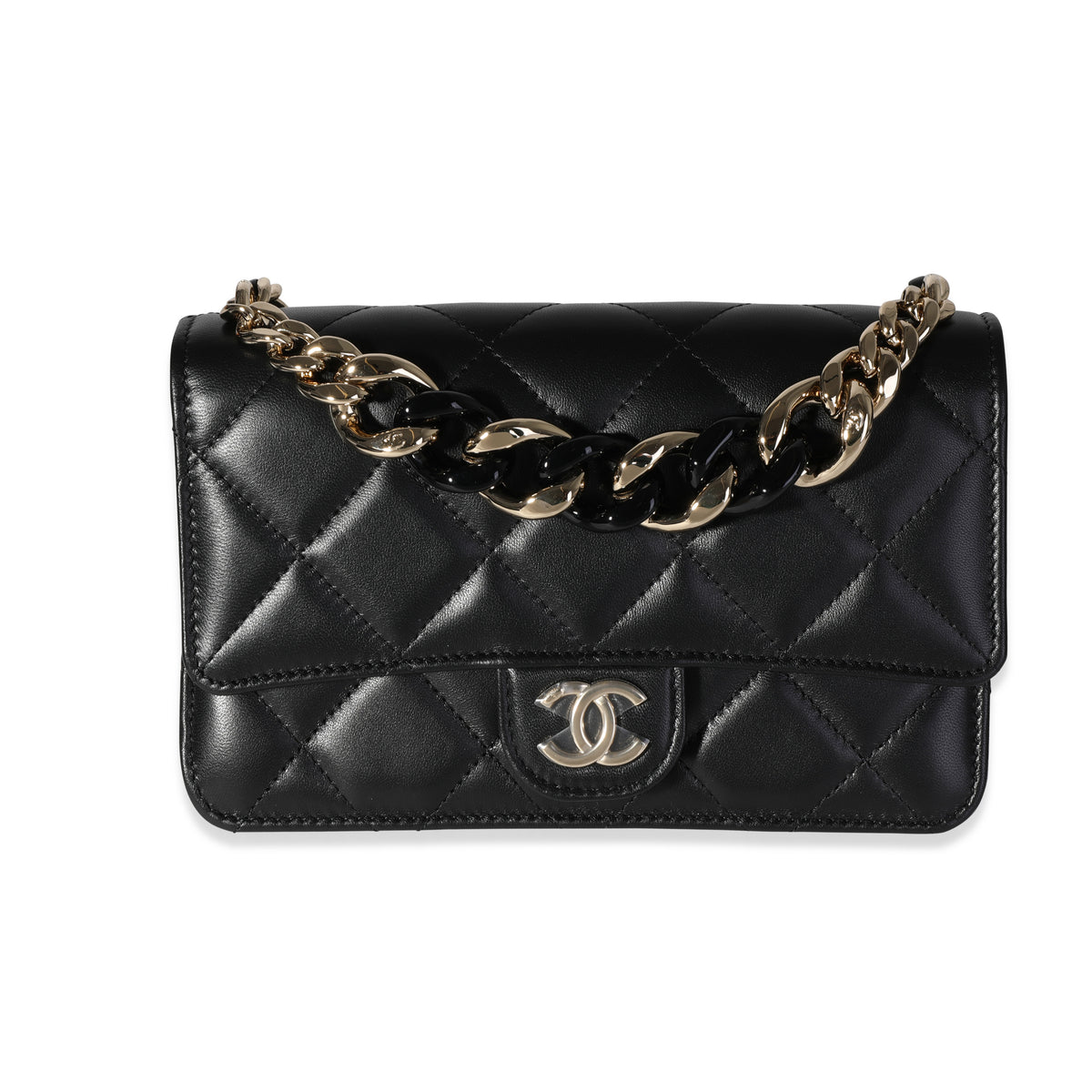 Chanel Black Lambskin Elegant Chain WOC