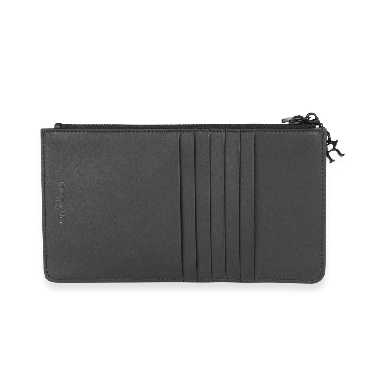 Black Cannage Zipped Card Holder Wallet