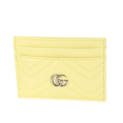 Gucci Pastel Yellow Chevron Leather Marmont Card Case