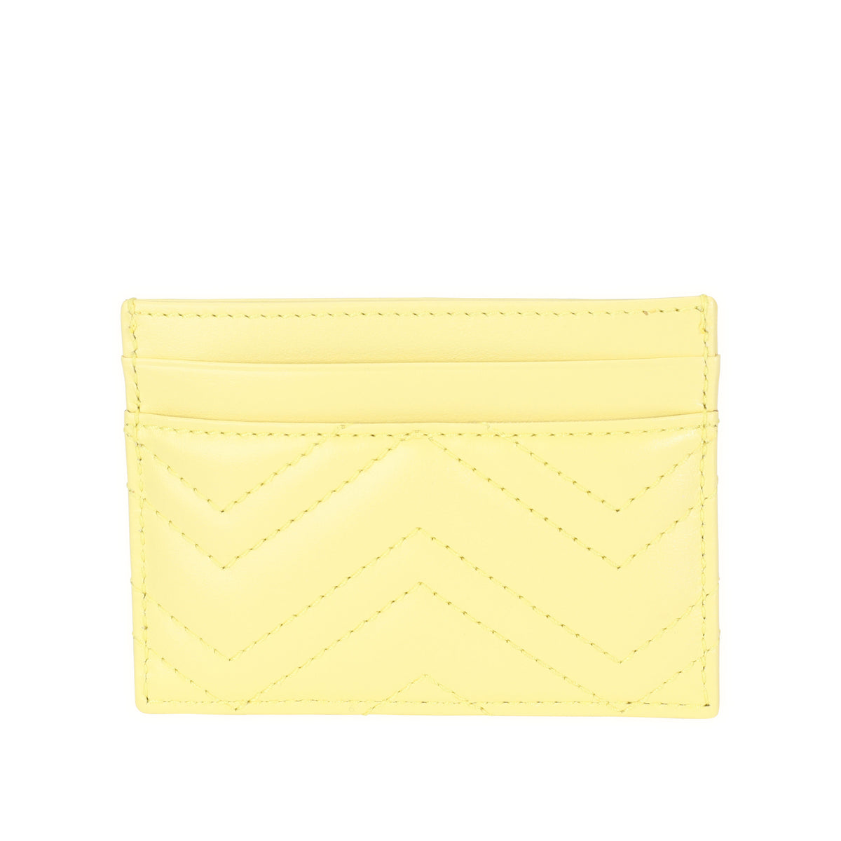 Gucci Pastel Yellow Chevron Leather Marmont Card Case