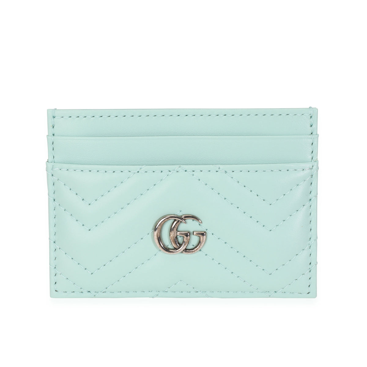 Gucci Mint Green Chevron Leather Marmont Card Case myGemma