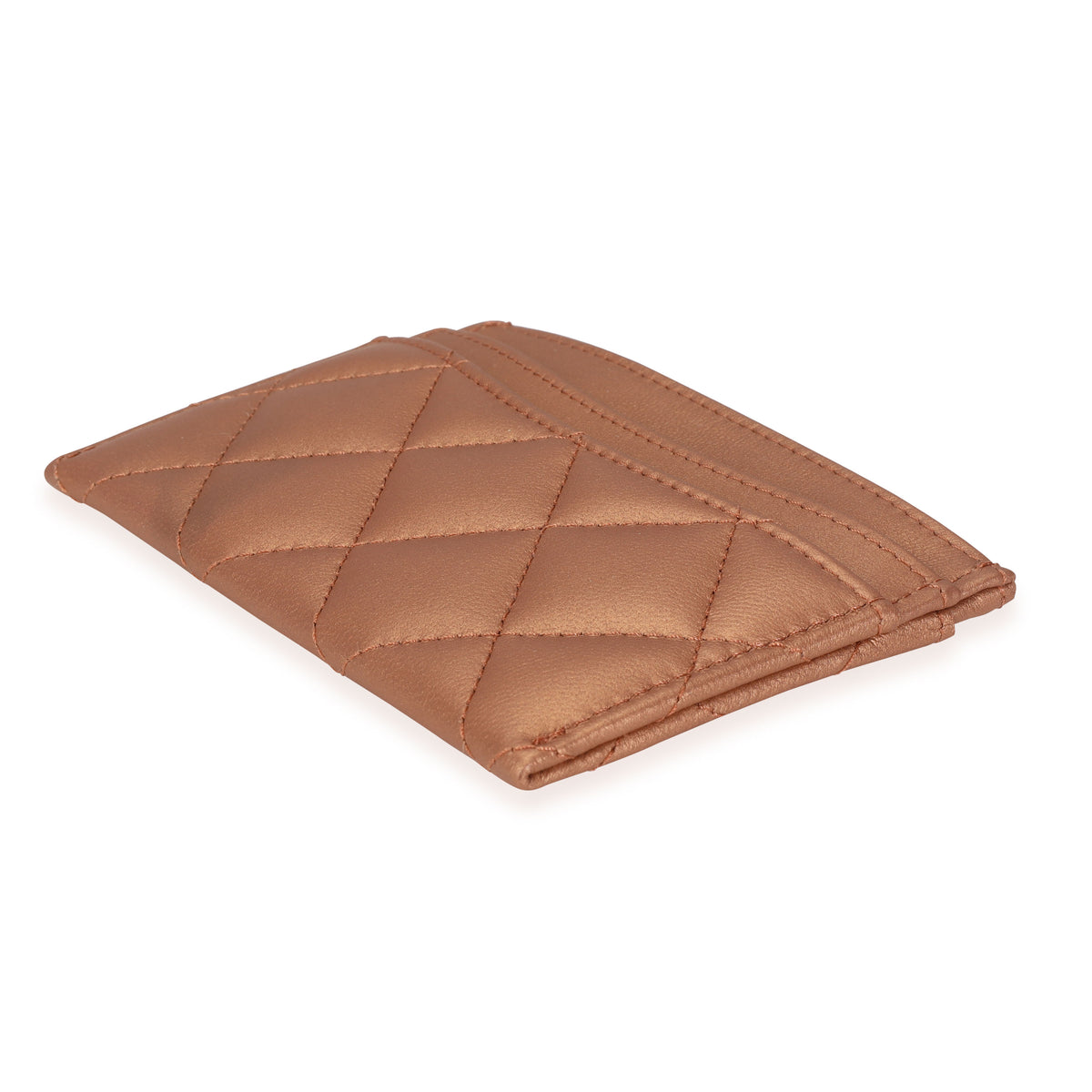 Chanel Bronze Quilted Lambskin Leather Card Holder