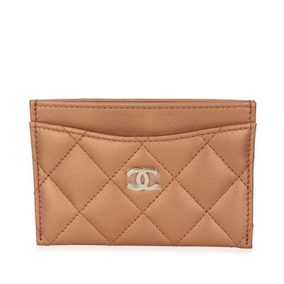 Chanel Bronze Quilted Lambskin Leather Card Holder