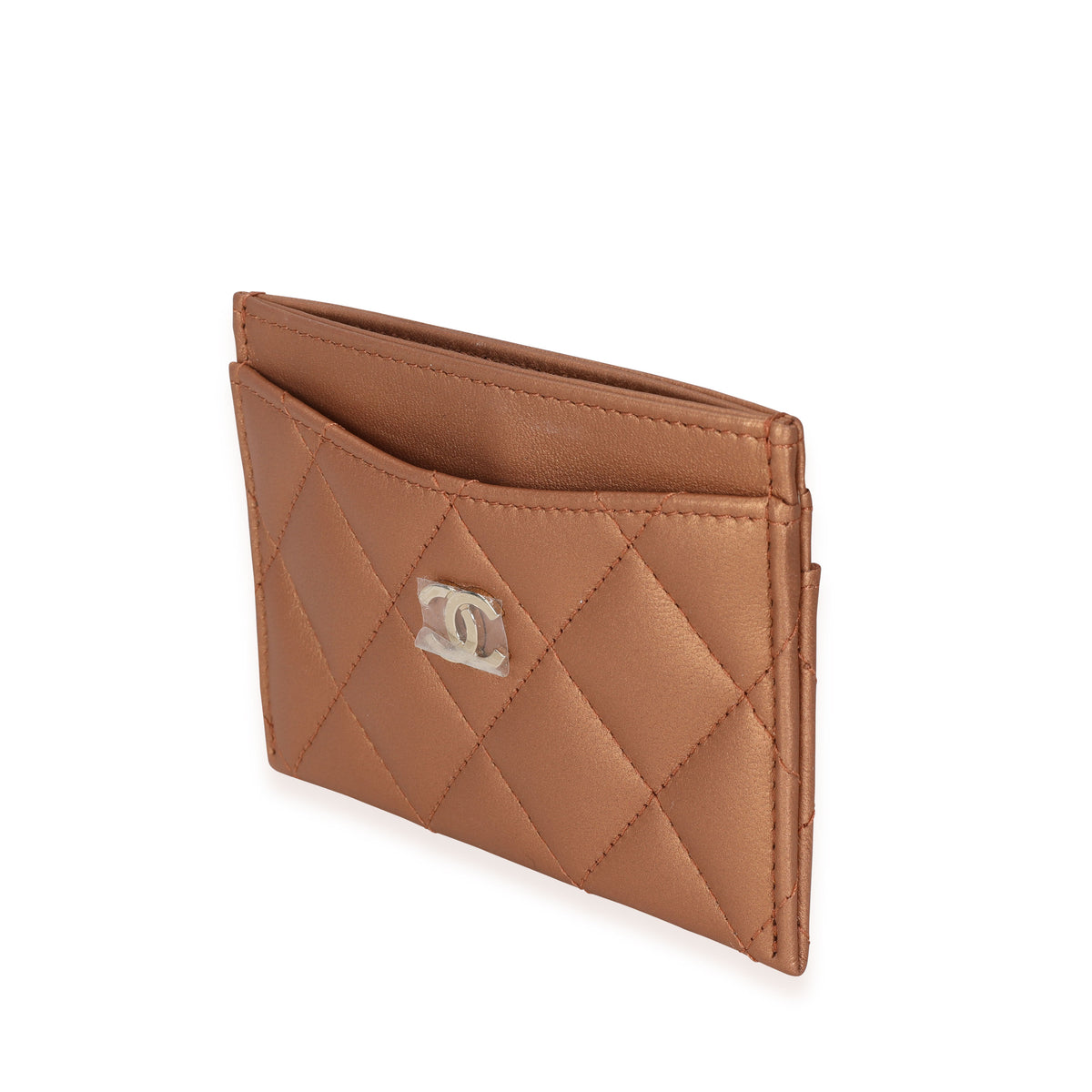 Chanel Bronze Quilted Lambskin Leather Card Holder