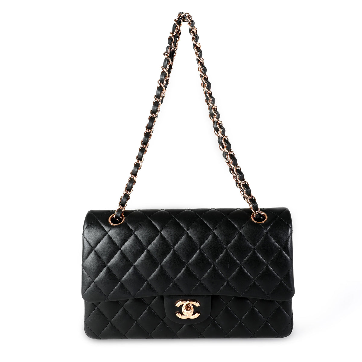 Chanel Black Quilted Lambskin Medium Classic Double Flap Bag RGHW