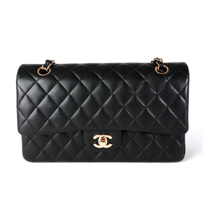 Chanel Black Quilted Lambskin Medium Classic Double Flap Bag RGHW