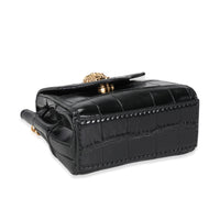 Versace Limited Edition Black Crocodile Embossed Calfskin La Medusa Micro Bag