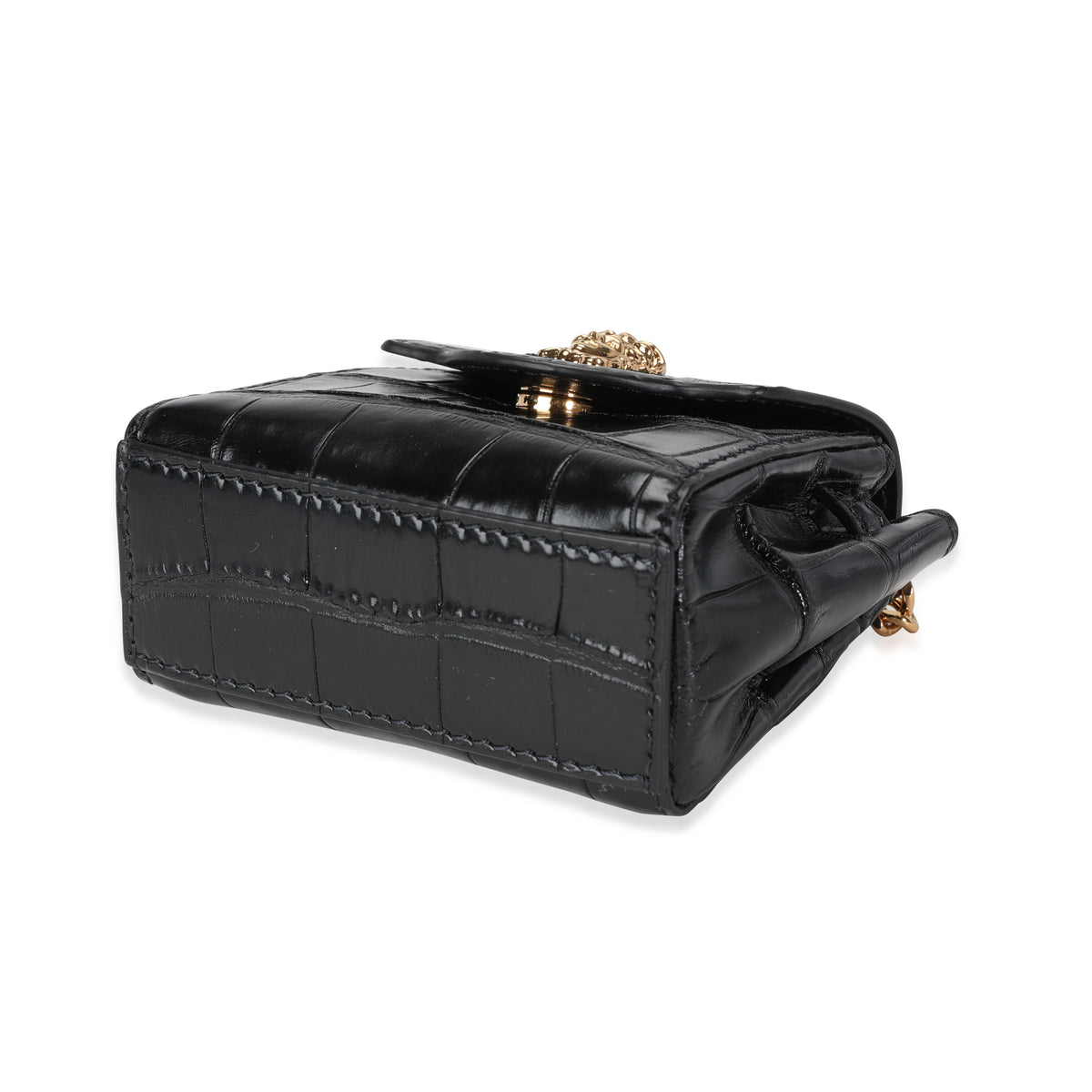 Versace Limited Edition Black Crocodile Embossed Calfskin La Medusa Micro Bag