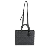 Christian Dior Black Ultramatte Cannage Calfskin Large Lady Dior Bag