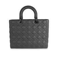 Christian Dior Black Ultramatte Cannage Calfskin Large Lady Dior Bag