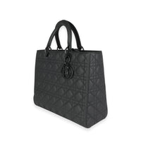 Christian Dior Black Ultramatte Cannage Calfskin Large Lady Dior Bag